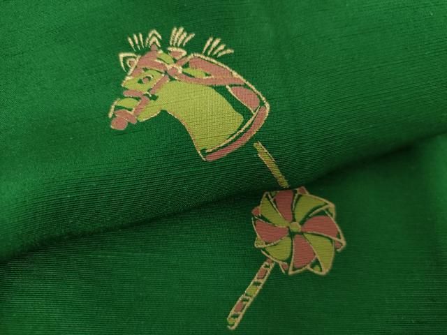 平和屋着物○上質な長襦袢 無双仕立て お召縮緬 玩具文様 金彩 正絹