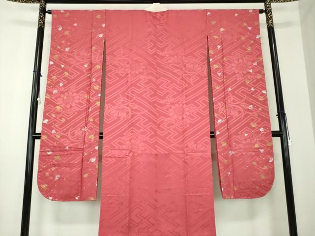 平和屋着物 振袖用長襦袢 袷 紗綾形花地紋 扇面花文 金銀彩 正絹 ps