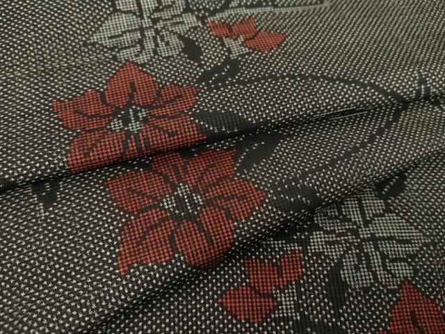 平和屋着物 本場大島紬 7マルキ 花唐草文 正絹 ps 紬 着物 着物 浴衣