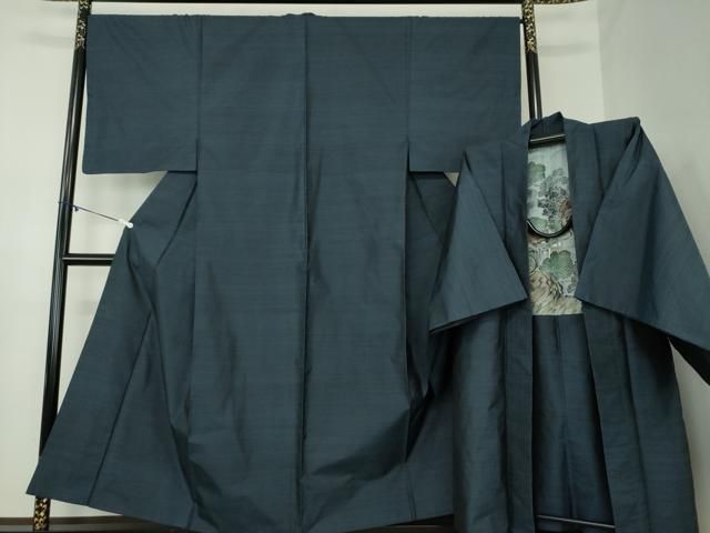 平和屋着物 男性 本場大島紬 アンサンブル 長羽織 横縞 正絹 ps