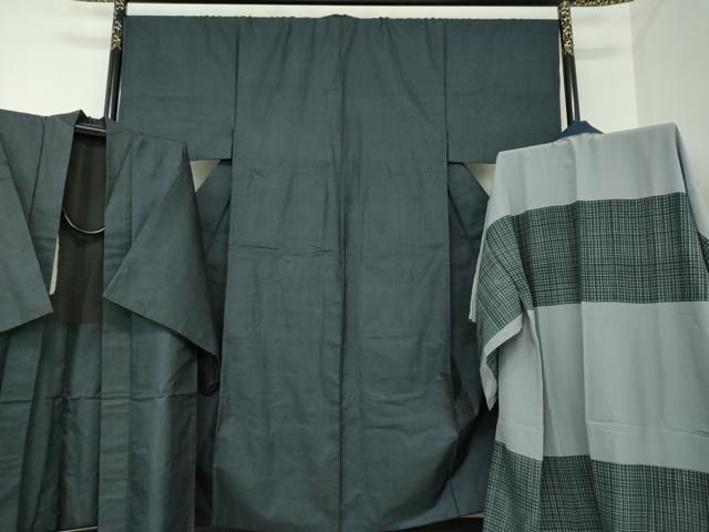 平和屋着物 男性 本場大島紬 アンサンブル 長襦袢 袷 セット 長羽織 100亀甲 総詰め 正絹 ps