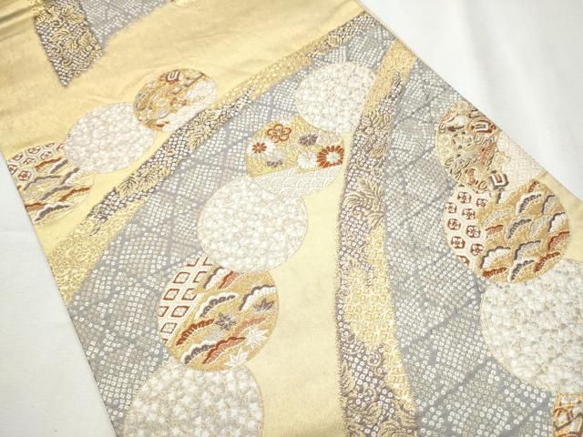 平和屋着物 西陣の名門 加納幸謹製 六通柄袋帯 唐織 宝尽くし草花丸文 金糸 引箔 正絹 hy