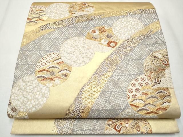 平和屋着物 西陣の名門 加納幸謹製 六通柄袋帯 唐織 宝尽くし草花丸文 金糸 引箔 正絹 hy
