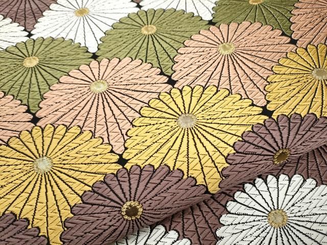  平和屋着物 六通柄袋帯 唐織 菊尽くし 黒地 本金箔 正絹 hy 袋帯 帯