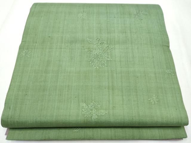 平和屋着物 中国三大刺繍 スワトウ相良刺繍 総刺繍 両方向 両面 全通柄袋帯 紬地 舞花文 正絹 hy