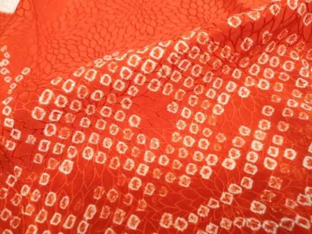  平和屋着物 振袖用長襦袢 袷 絞り 草花文 正絹 ud 長襦袢 長襦袢 半襦袢