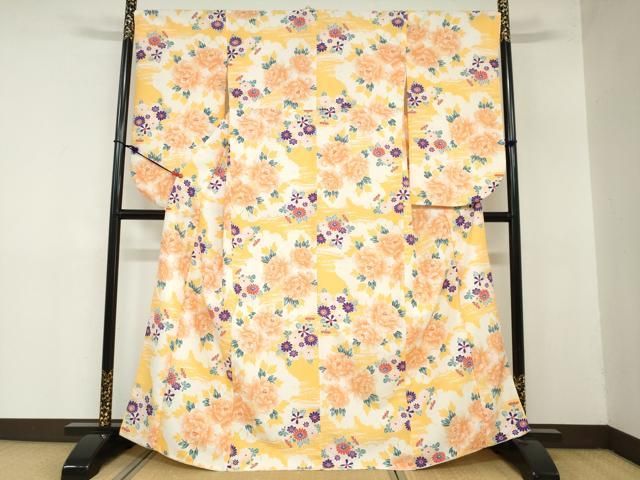 平和屋着物 小振袖 二尺袖 舞花文 洗える着物 ud