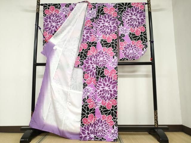 平和屋着物 小振袖 二尺袖 草花文 洗える着物 ud