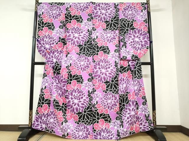 平和屋着物 小振袖 二尺袖 草花文 洗える着物 ud