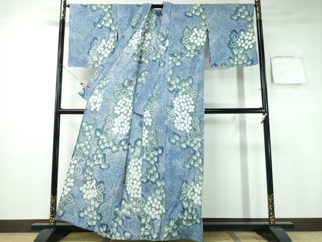 平和屋着物∴夏物 浴衣 有松鳴海絞り 紫陽花 綿 ng
