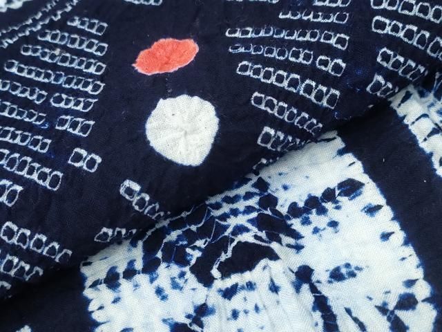 平和屋着物∴夏物 浴衣 有松鳴海絞り 石畳草花文 綿 逸品 CABA0772ng