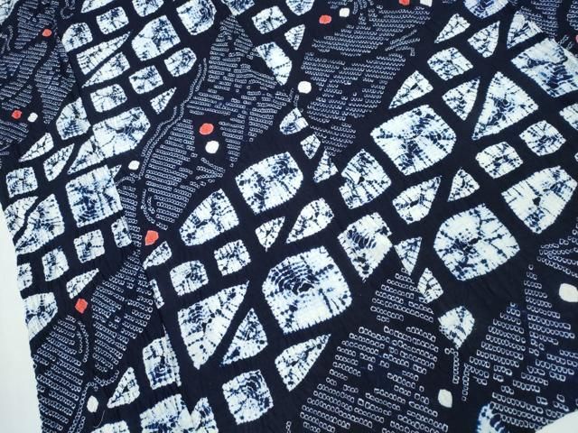 平和屋着物∴夏物 浴衣 有松鳴海絞り 石畳草花文 綿 逸品 CABA0772ng