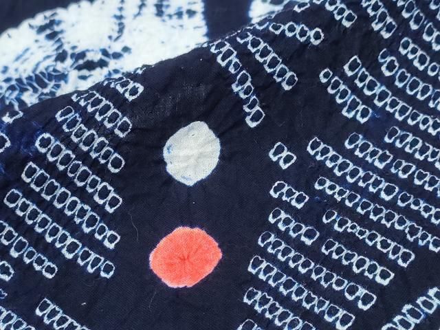 平和屋着物∴夏物 浴衣 有松鳴海絞り 石畳草花文 綿 逸品 CABA0772ng