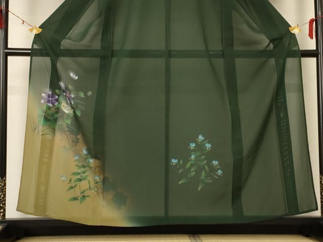  平和屋着物 夏物 訪問着 絽 花鳥文 暈し染め 金彩 正絹 jd 訪問着 付け下げ 着物