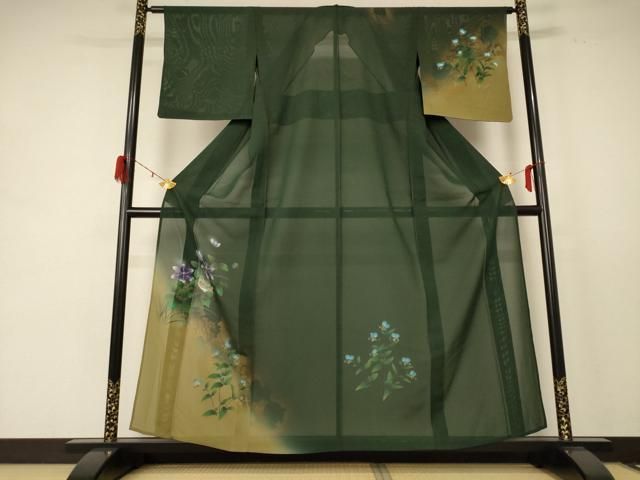 平和屋着物 夏物 訪問着 絽 花鳥文 暈し染め 金彩 正絹 jd