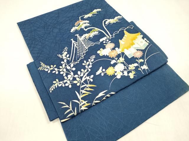 平和屋着物 つけ帯 風景草花文 正絹 cm