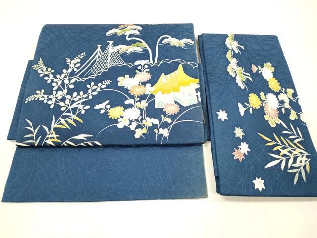 平和屋着物 つけ帯 風景草花文 正絹 cm