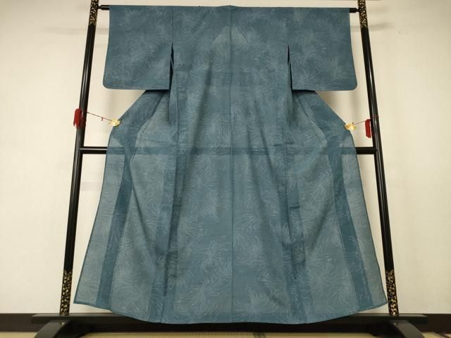 平和屋着物 夏物 駒鋁上布 縦絽 乱菊 反端付き 正絹 jd