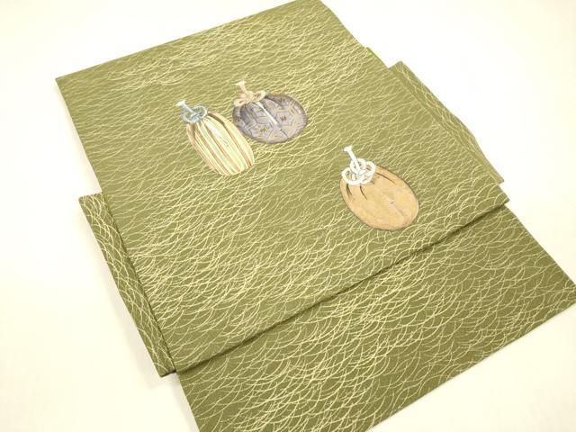 平和屋着物 つけ帯 手描き 仕覆文 金彩 正絹 cm