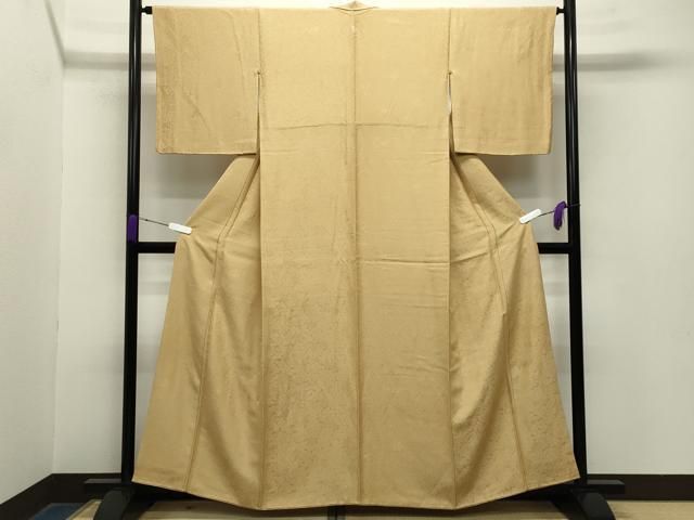 平和屋着物 上質な色無地 舞葉地紋 飴色 正絹 gh