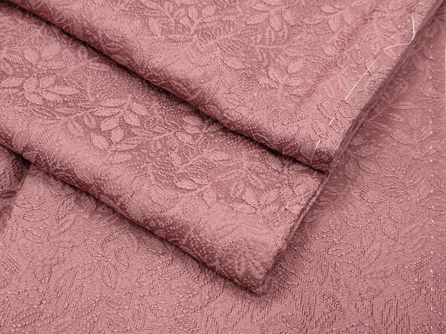 平和屋着物 上質な色無地 草木地紋 蘇芳香色 正絹 gh