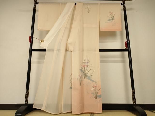 平和屋着物 夏物 訪問着 絽 流水草花文 暈し染め 正絹 jd