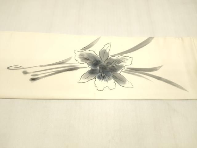  平和屋着物 塩瀬 九寸名古屋帯 作家物 手描き 草花文 正絹 cm 名古屋帯 帯
