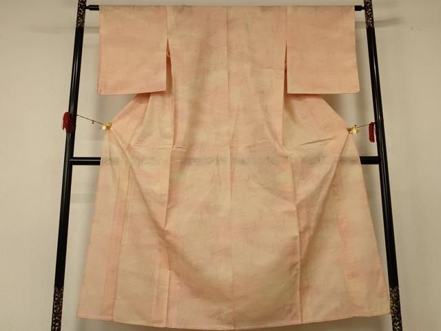 平和屋着物 夏物 小紋 紗 草葉文 暈し染め 正絹 jd