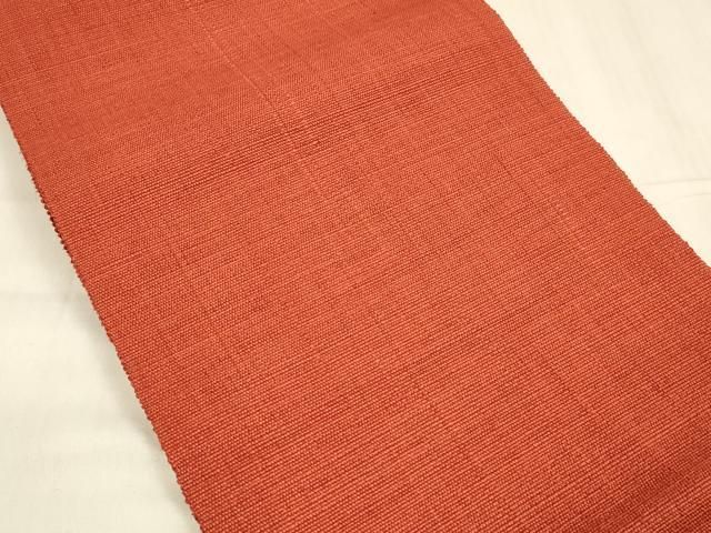 平和屋着物 八寸名古屋帯 紬地 緋色 正絹 cm