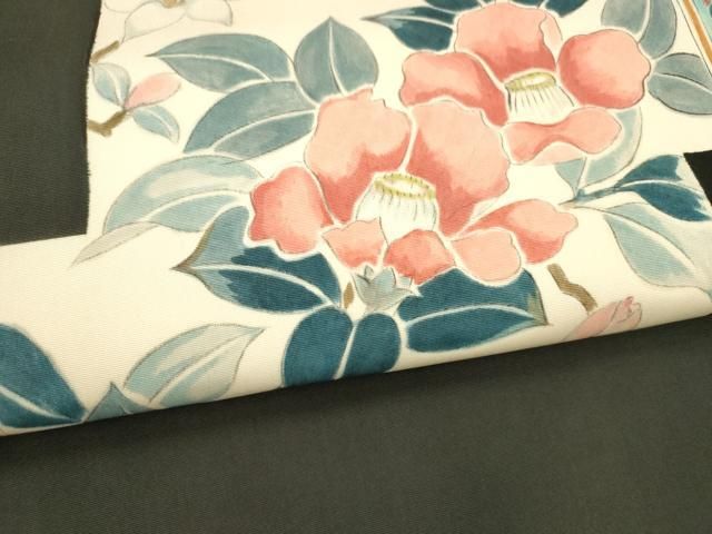  平和屋着物 塩瀬 九寸名古屋帯 手描き 枝花文 黒地 正絹 cm 名古屋帯 帯