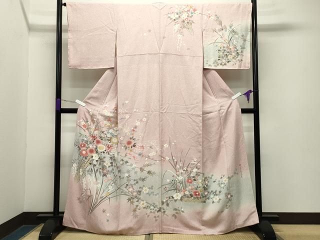 平和屋着物 訪問着 作家物 草花文 暈し染め 金彩 正絹 gh