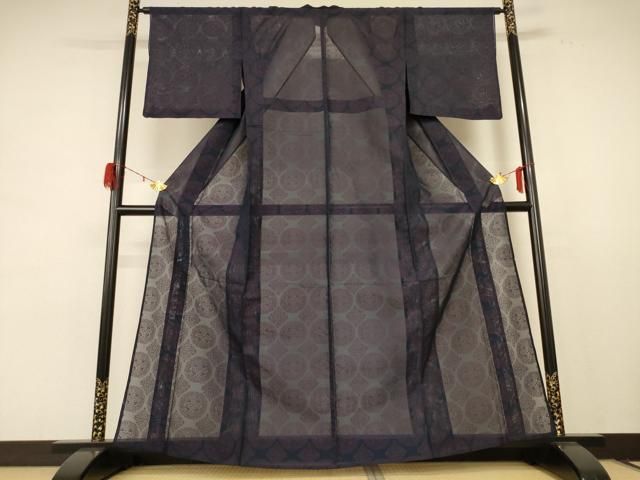 平和屋着物 夏物 小紋 紗 花丸文 正絹 jd