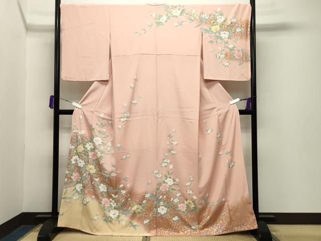 平和屋着物 訪問着 作家物 枝花文 暈し染め 金銀彩 正絹 gh