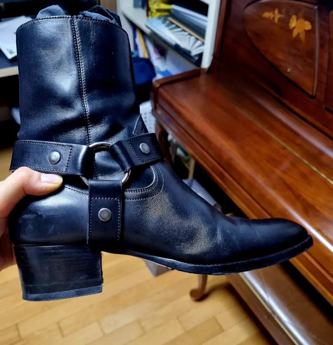 SAINT LAURENT サンローラン ハーネス ブーツ クラシック ワイアット ハーネスブーツ（ブラック／レザー） ブラック