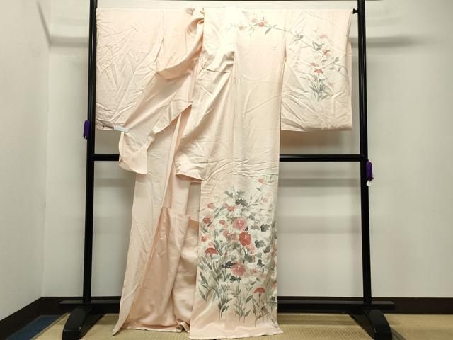 平和屋着物 訪問着 草花文 暈し染め 上代25万 仮絵羽 正絹 gh