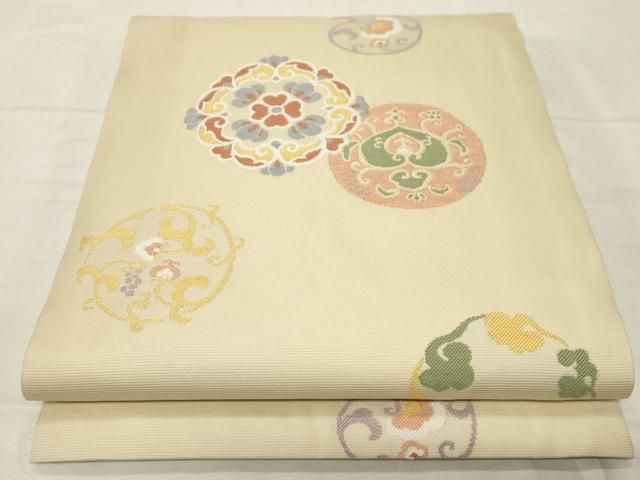 平和屋着物○西陣 川島織物 九寸開き名古屋帯 正倉院更紗花丸文 正絹