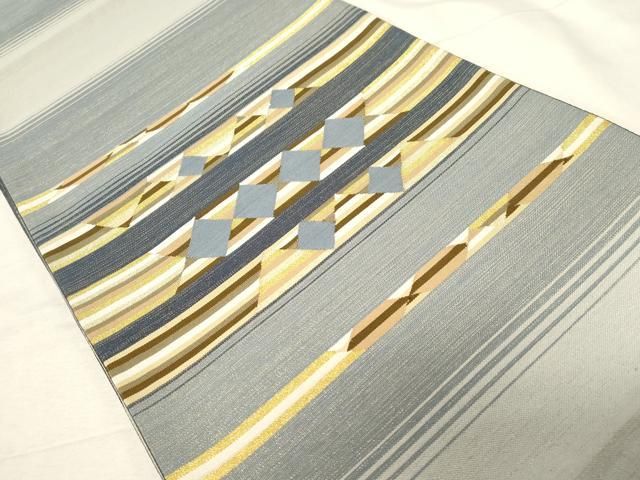 平和屋着物 綴れ 太鼓柄袋帯 吉祥文 金通し地 正絹 dy