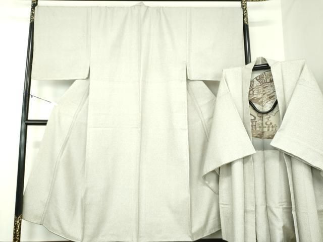 平和屋着物 男性 髭紬 アンサンブル キングサイズ 長羽織 120亀甲 総詰め 正絹 ps