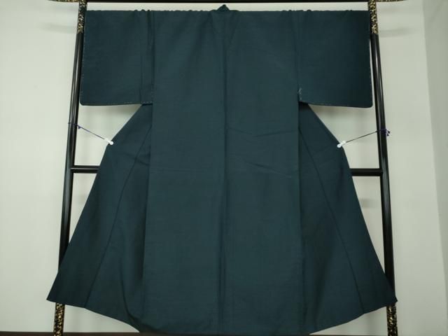 平和屋着物 男性 紬 アンサンブル 長羽織 色無地 濃紺地 正絹 ps