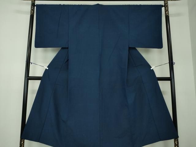 平和屋着物 男性 紬 アンサンブル 色無地 紺地 正絹 ps