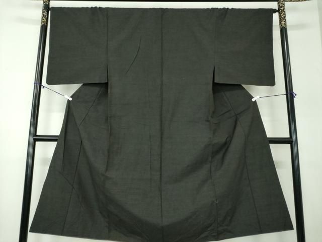 平和屋着物 男性 紬 アンサンブル 長羽織 焦げ茶色 正絹 ps