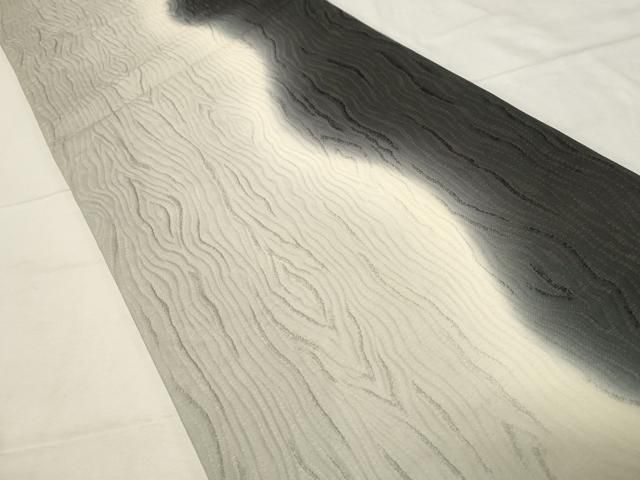 平和屋着物 全通柄袋帯 ふくれ織 杢目文 金通し地 正絹 dy