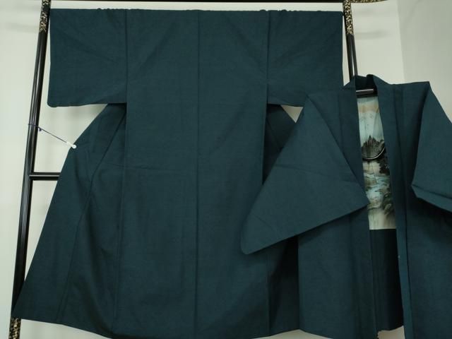 平和屋着物 男性 髭紬 アンサンブル 濃紺地 正絹 ps