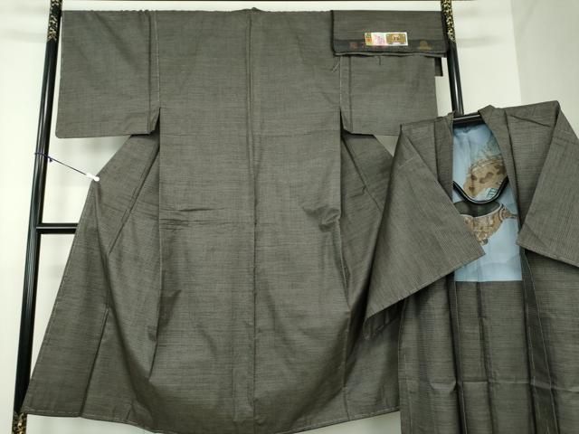 平和屋着物 男性 本場大島紬 アンサンブル 長羽織 100亀甲 総詰め 証紙付き 正絹 ps