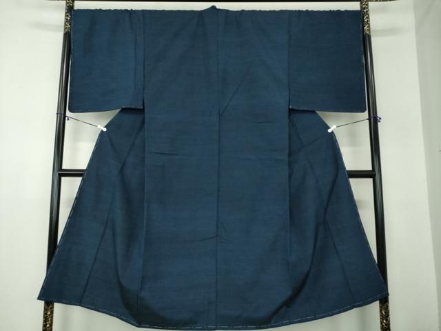 平和屋着物 男性 紬 アンサンブル キングサイズ 長羽織 濃紺地 正絹 ps