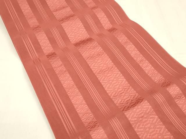 平和屋着物 夏物 本場筑前博多織 八寸名古屋帯 紗献上 銀朱色 正絹 cm