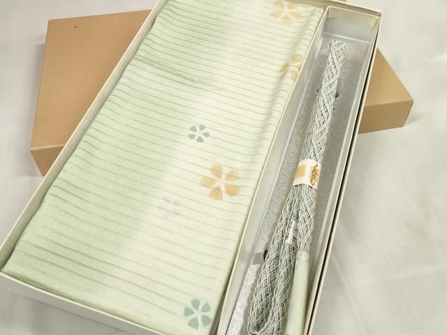 平和屋着物 夏物 和装小物 帯締め 帯揚げセット 絽 桔梗地紋 撫子 組紐 銀糸 全て正絹 zzz