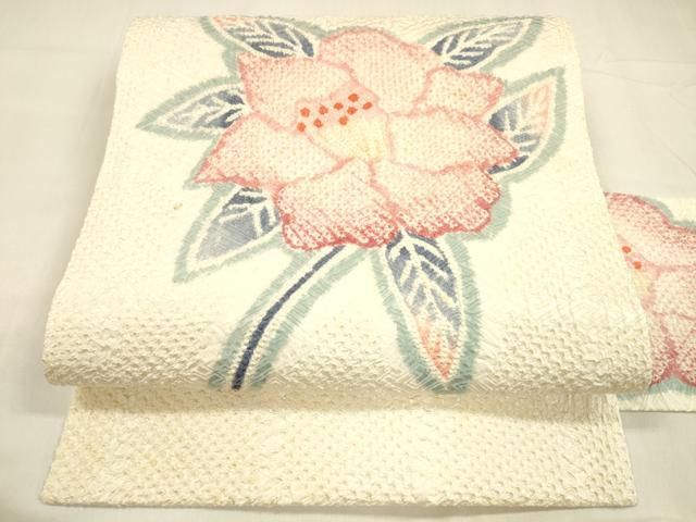 平和屋着物 名門 藤娘きぬたや 総絞り 九寸名古屋帯 草花文 正絹 cm