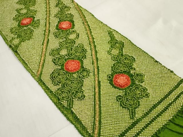 平和屋着物○和装小物 帯締め・帯揚げセット 振袖用 総絞り 草花文