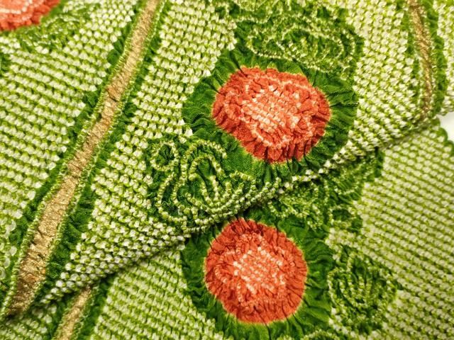 平和屋着物○和装小物 帯締め・帯揚げセット 振袖用 総絞り 草花文